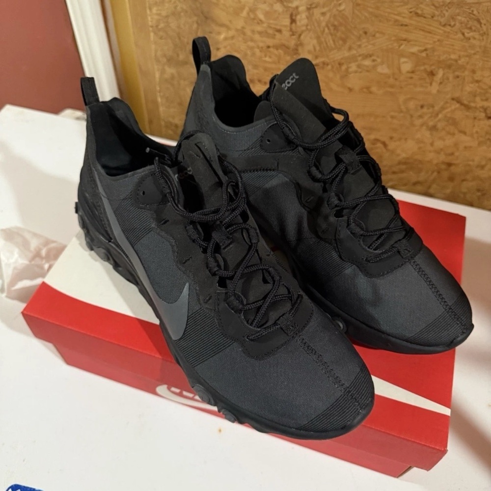 Nike React Element 55 Triple Black - Picture 3 of 5